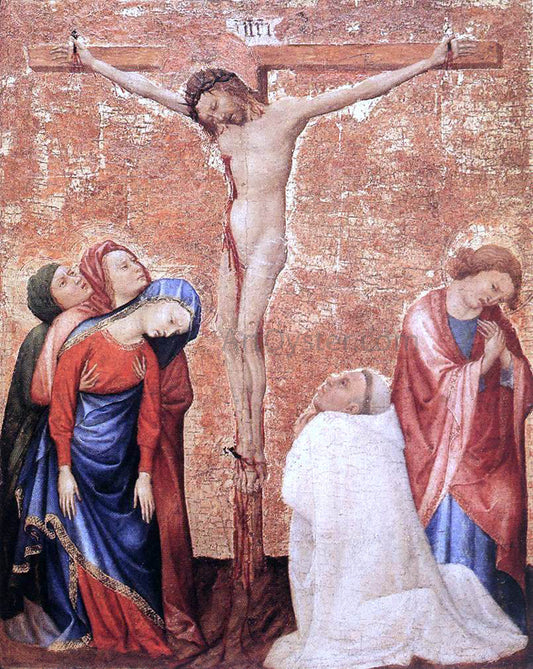  Jean De beaumetz Christ on the Cross with a Carthusian Monk - Canvas Print