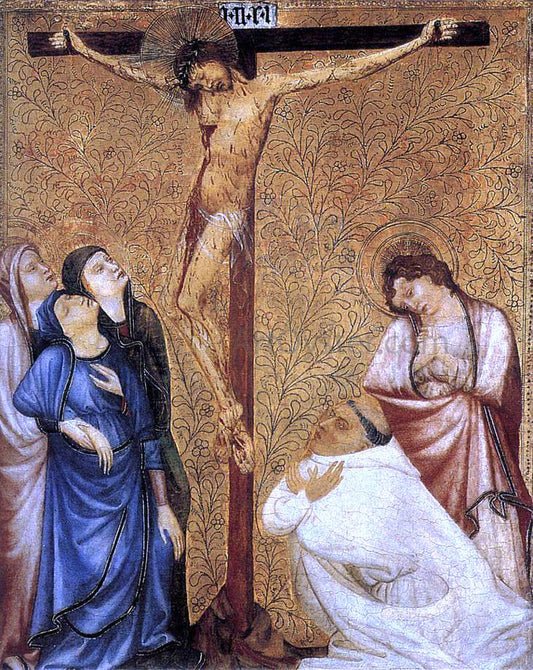  Jean De beaumetz Christ on the Cross with a Praying Carthusian Monk - Canvas Print