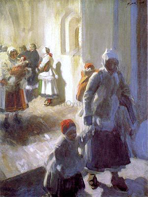  Anders Zorn A Christmas Morning Service - Canvas Print