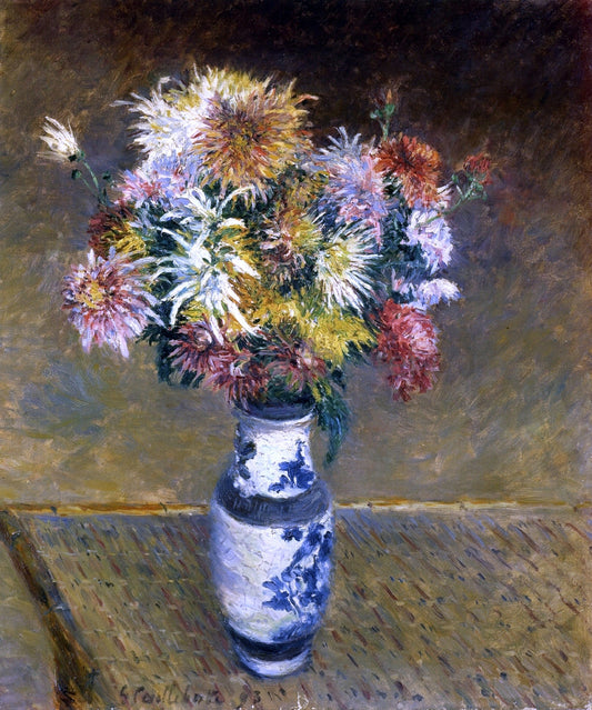  Gustave Caillebotte Chrysanthemums in a Vase - Canvas Print