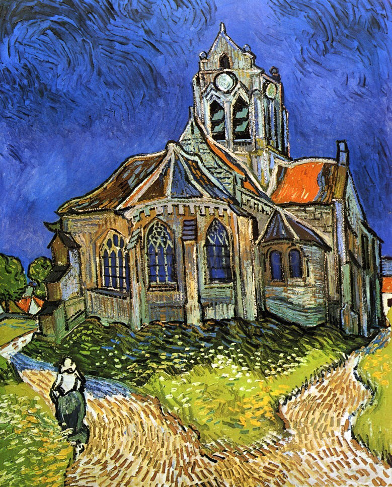  Vincent Van Gogh A Church at Auvers (also known as The Church at Auvers) - Canvas Print