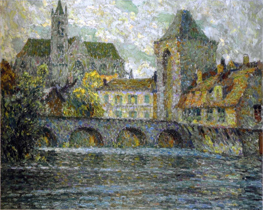  Henri Le Sidaner Church on the River - Canvas Print