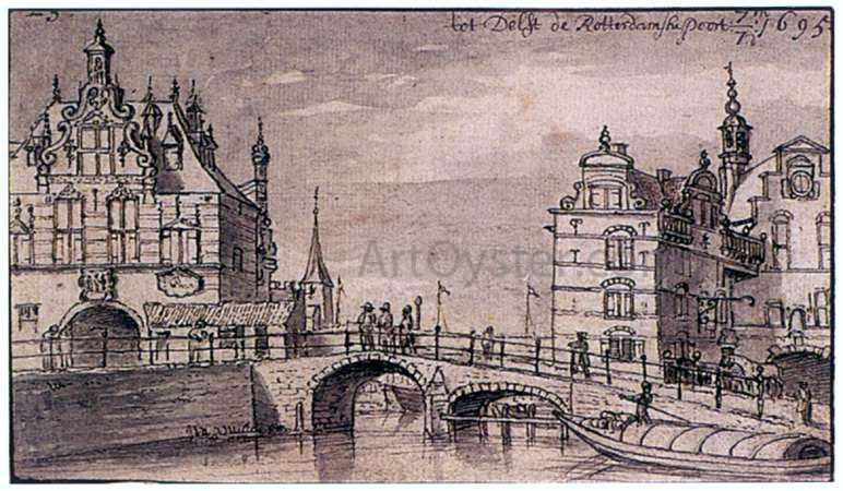  Josua De Grave City Facades of the Rotterdam and Schiedam Gates in Delft - Canvas Print
