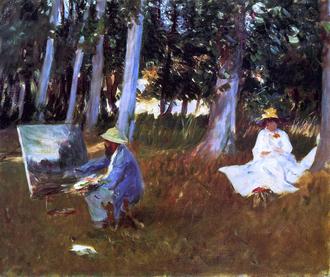  John Singer Sargent Claude Monet Painting by the Edge of the Woods - Canvas Print