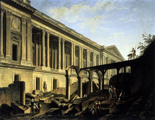  Pierre-Antoine De Machy Clearing the Area in front of the Louvre Colonnade - Canvas Print