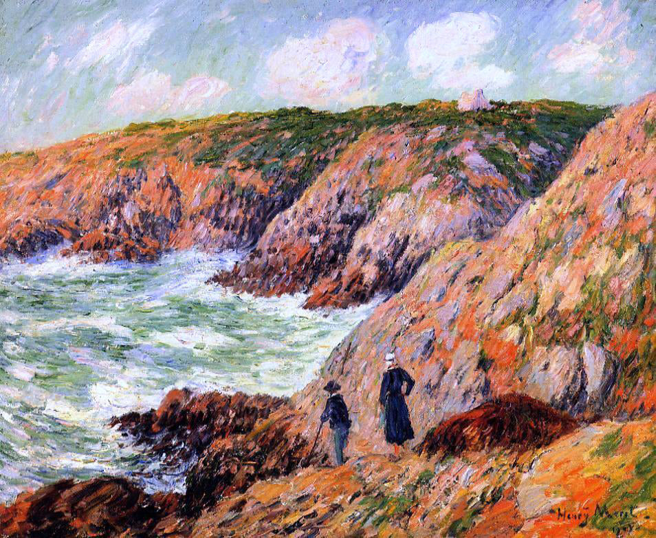  Henri Moret Cliffs of Moellan, Finistere - Canvas Print