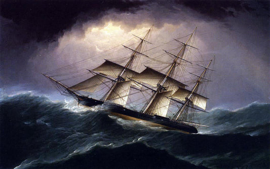  James E Buttersworth Clipper in a Heavy Sea - Canvas Print