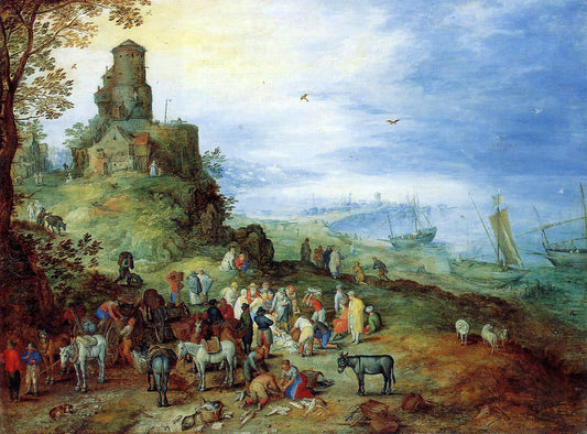  Samuel Edwin Whiteman Coastal Landscape with the Calling of the Apostles Peter and Andrew - Canvas Print