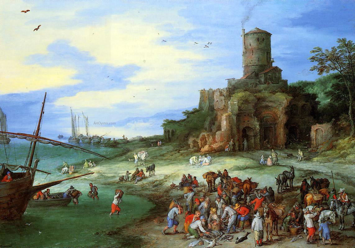  The Elder Jan Bruegel Coastal Landscape with the Tomb of Scipion - Canvas Print