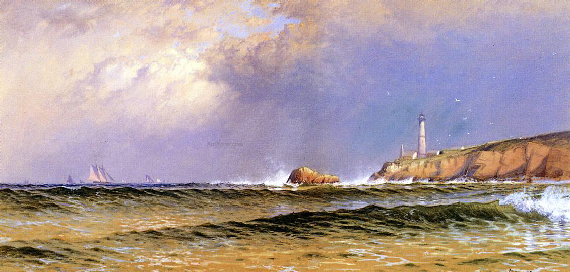  Alfred Thompson Bricher Coastal Scene with Lighthouse - Canvas Print