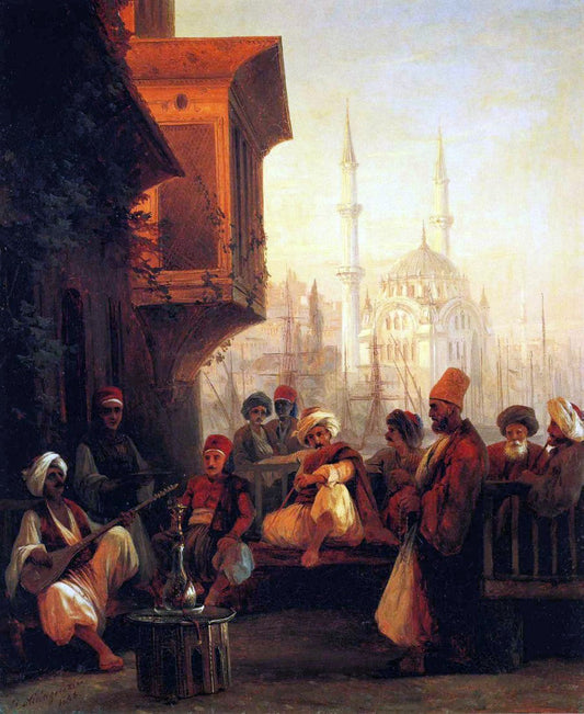  Ivan Constantinovich Aivazovsky Coffee-house by the Ortak Mosque in Constantinople - Canvas Print