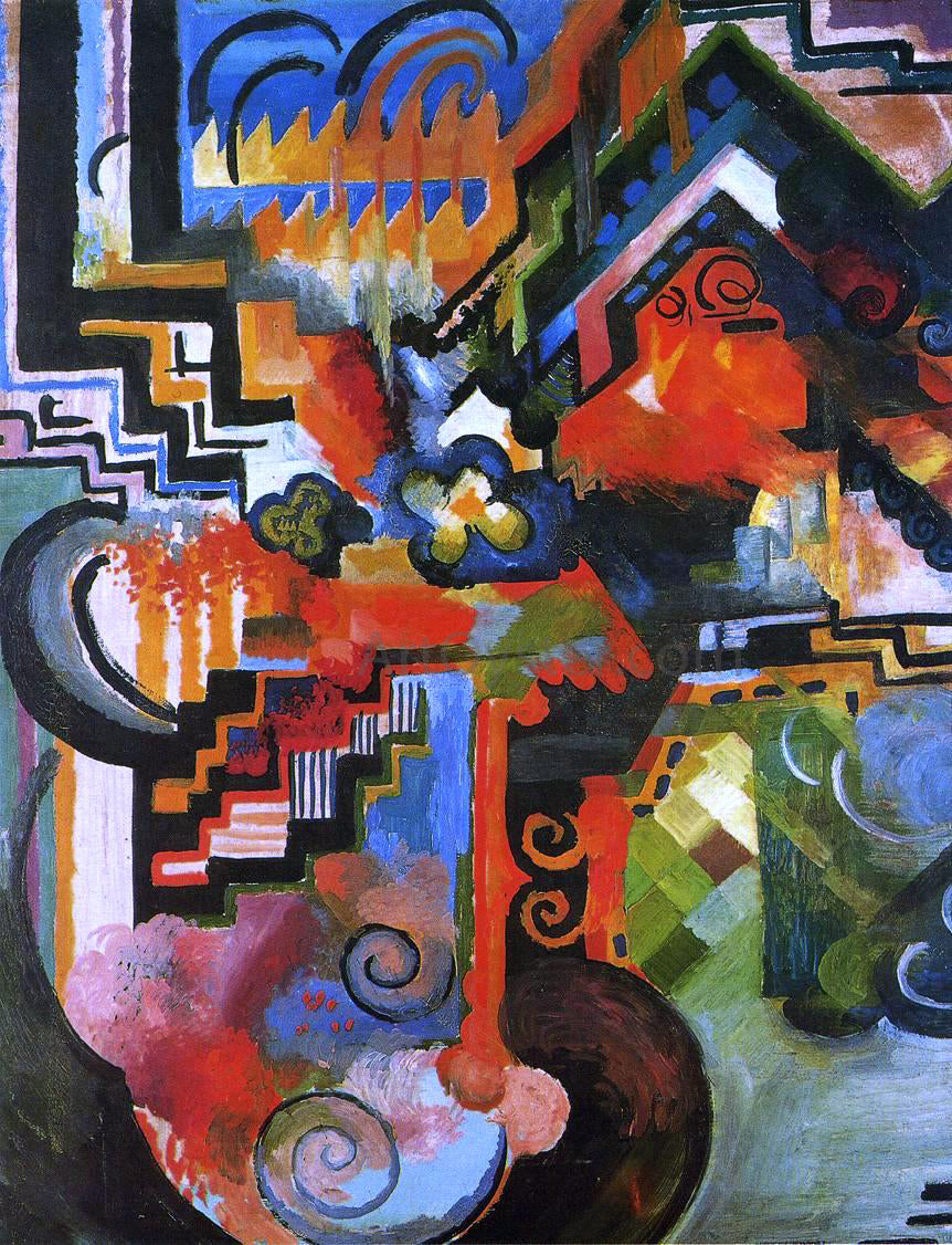 August Macke Colored Composition (also known as Homage to Johann Sebastian Bach) - Canvas Print