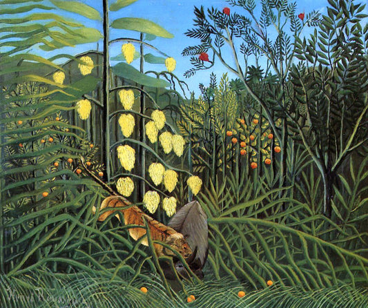  Henri Rousseau Combat of a Tiger and a Buffalo - Canvas Print