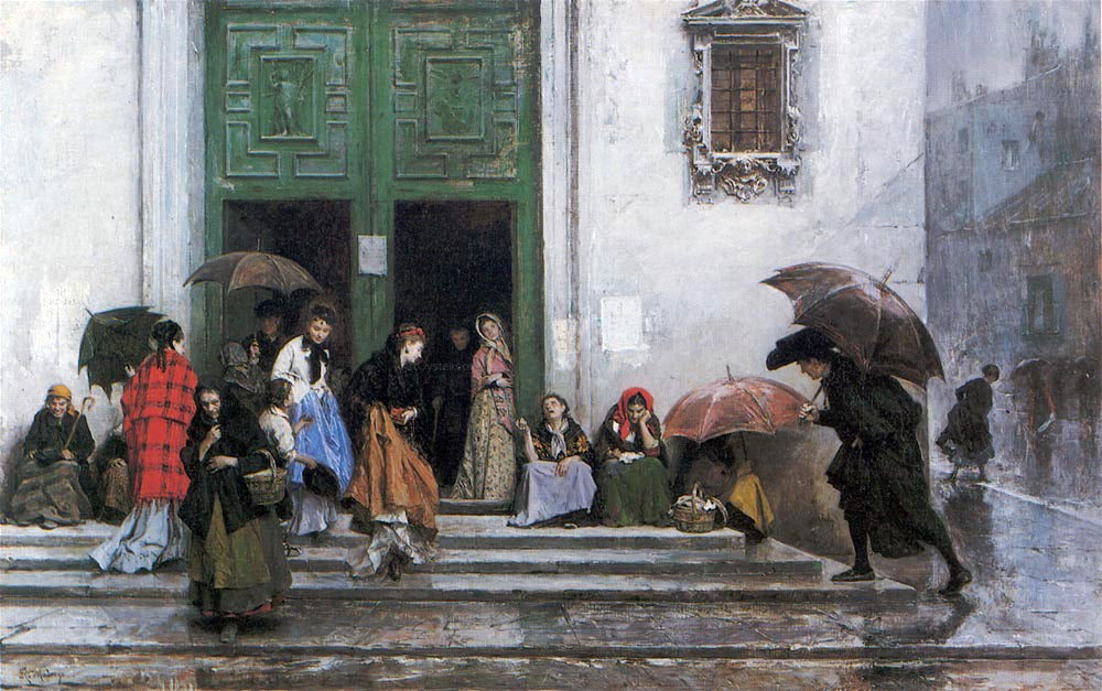  Raimundo de Madrazo Y Garreta Coming out of Church - Canvas Print