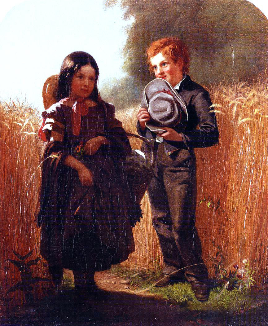  John George Brown Coming Thro' the Rye - Canvas Print