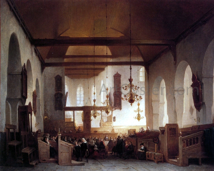  Johannes Bosboom Communion Service: Avondmaalsviering in the Geertekerk, Utrecht - Canvas Print