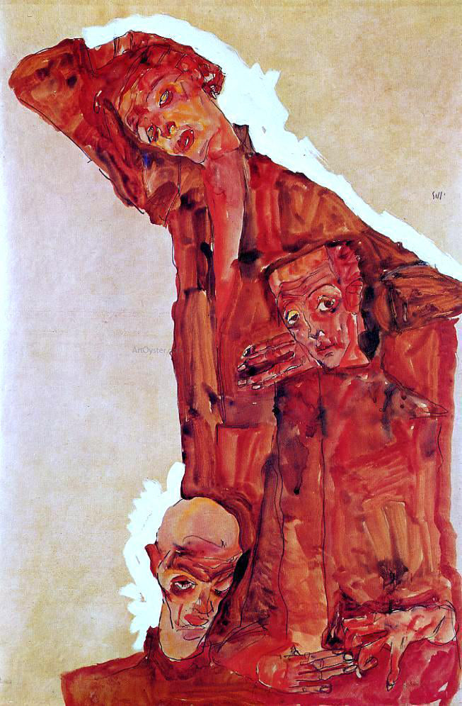  Egon Schiele Composition with Three Male Figures (also known as Self Portrait) - Canvas Print