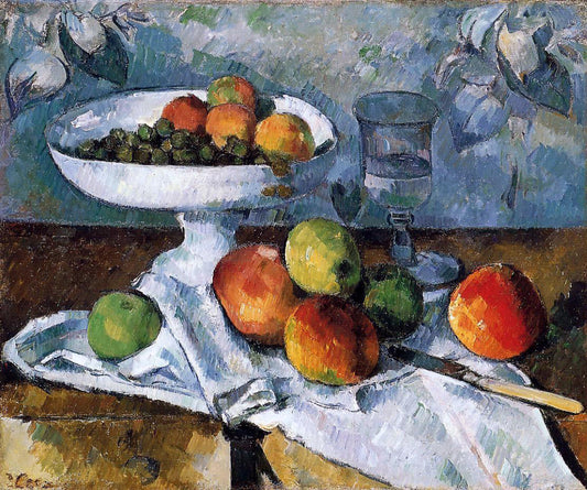  Paul Cezanne Compotier, Glass and Apples (also known as Still Life with Compotier) - Canvas Print