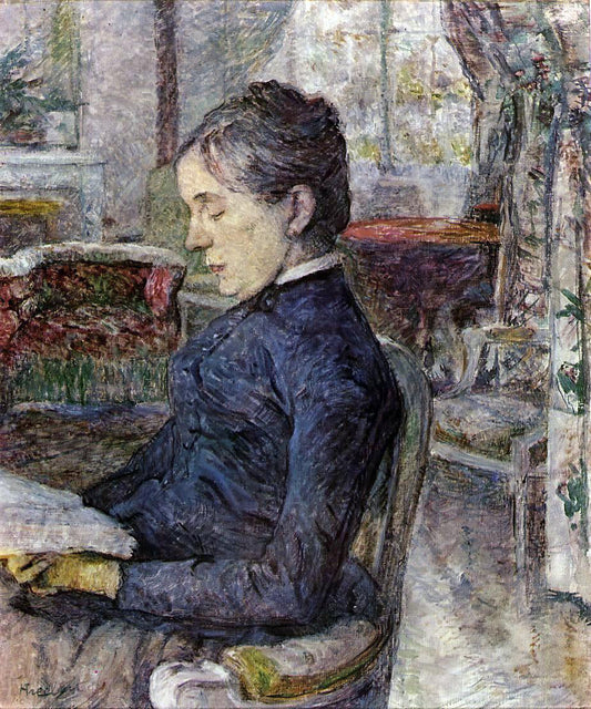  Henri De Toulouse-Lautrec Comtesse a. de Toulouse-Lautrec in the Salon at Malrome - Canvas Print