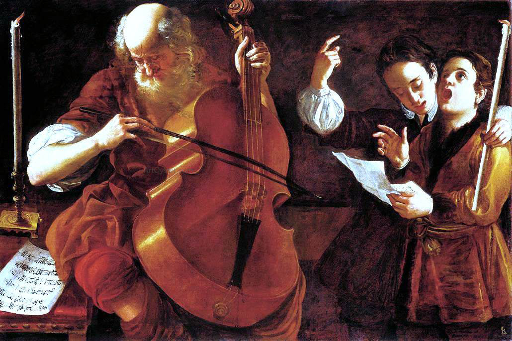  Giovanni Domenico Lombardi Concert with Two Singers - Canvas Print