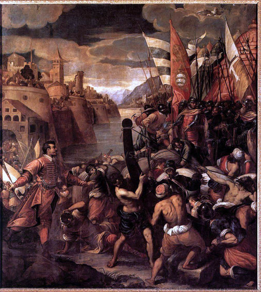  Antonio Vassilacchi Conquest of Tyre - Canvas Print