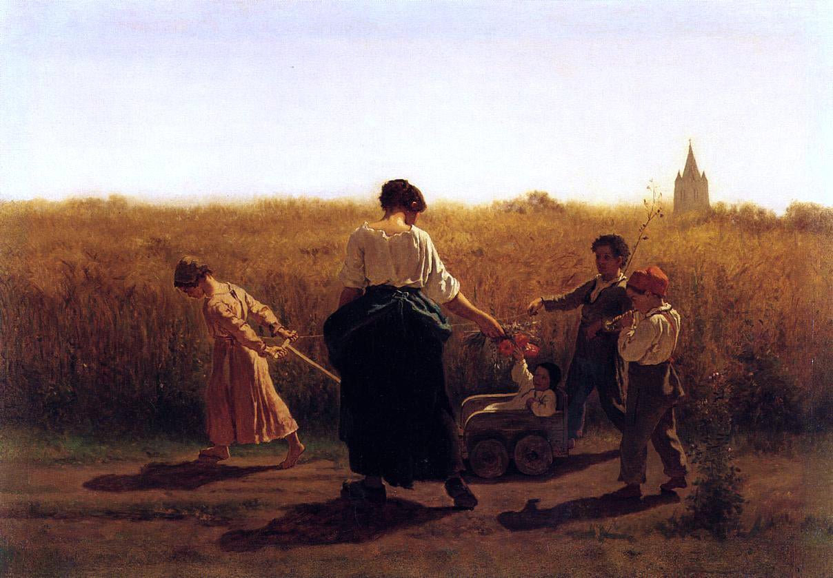  Eastman Johnson Copy After Jules Breton's 'Le Depart les Champs' - Canvas Print