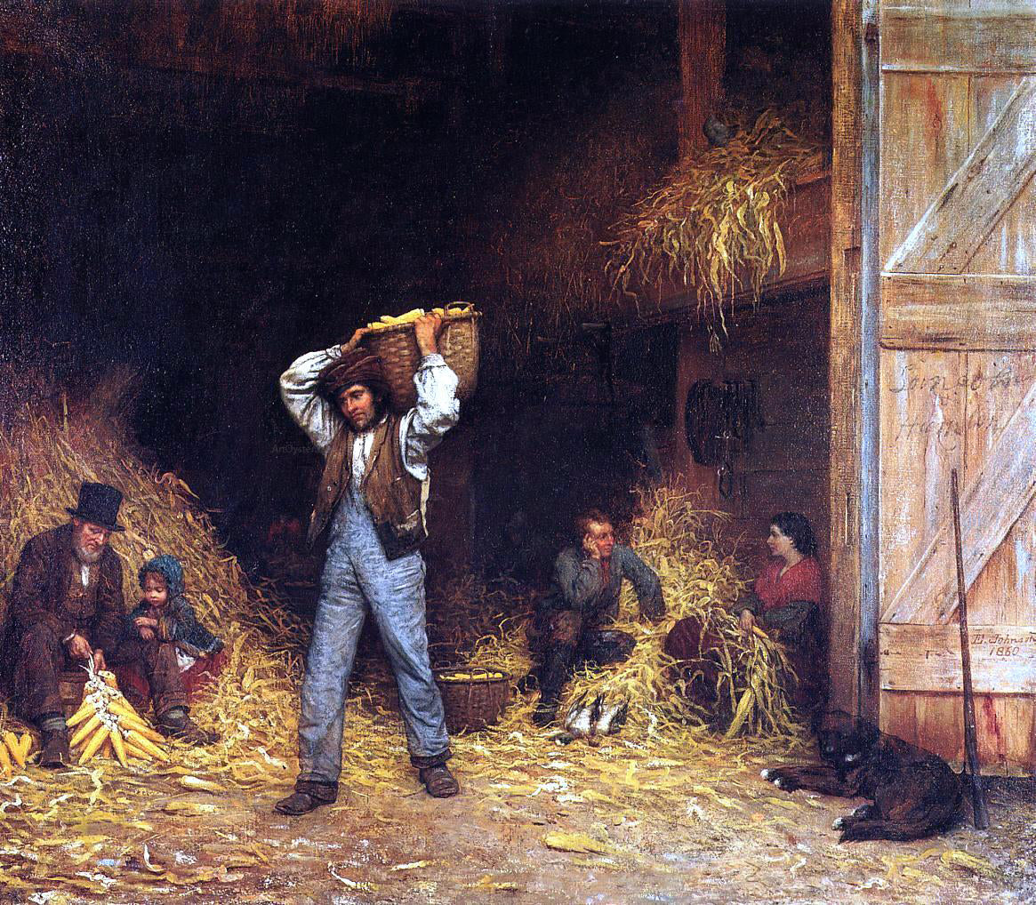  Eastman Johnson Corn Husking - Canvas Print