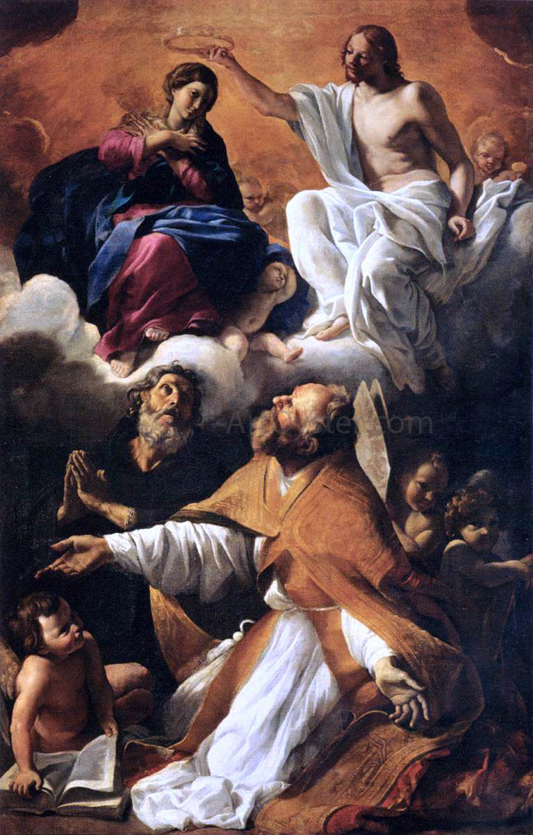  Giovanni Lanfranco Coronation of the Virgin with St Augustine and St William of Aquitaine - Canvas Print