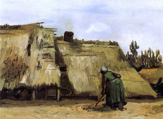  Vincent Van Gogh Cottage with Woman Digging - Canvas Print