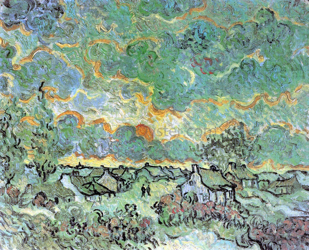  Vincent Van Gogh Cottages and Cypresses: Reminiscence of the North - Canvas Print