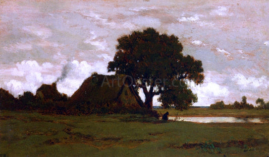  Theodore Rousseau Cottages near a Pond - Canvas Print