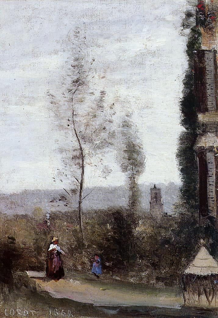  Jean-Baptiste-Camille Corot Coulommiers, The Garden of M. Preschez - Canvas Print