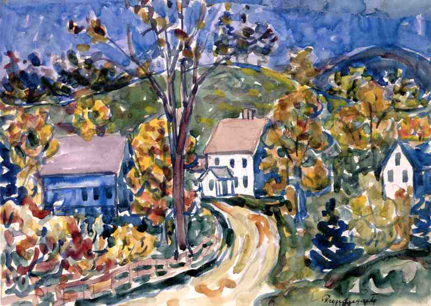  Maurice Prendergast A Country Road, New Hampshire - Canvas Print