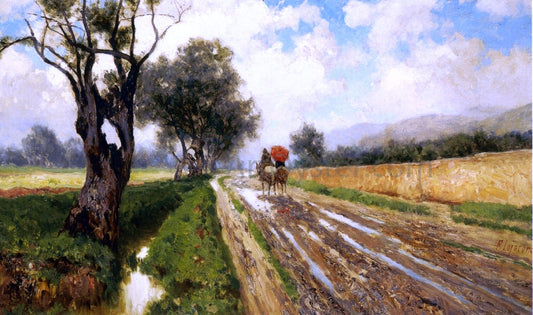  Francesco Lojacono Country Road with Figure - Canvas Print