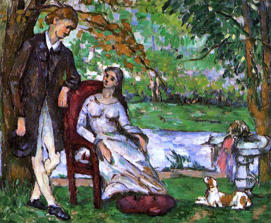  Paul Cezanne Couple in a Garden (also known as The Conversation) - Canvas Print