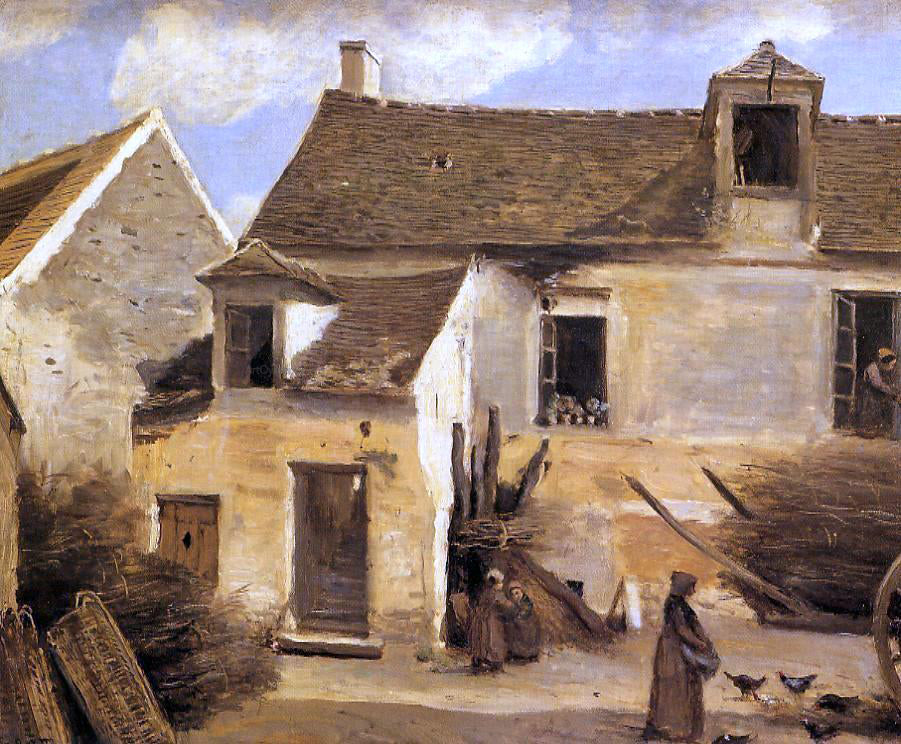  Jean-Baptiste-Camille Corot Courtyard of a Bakery near Paris - Canvas Print