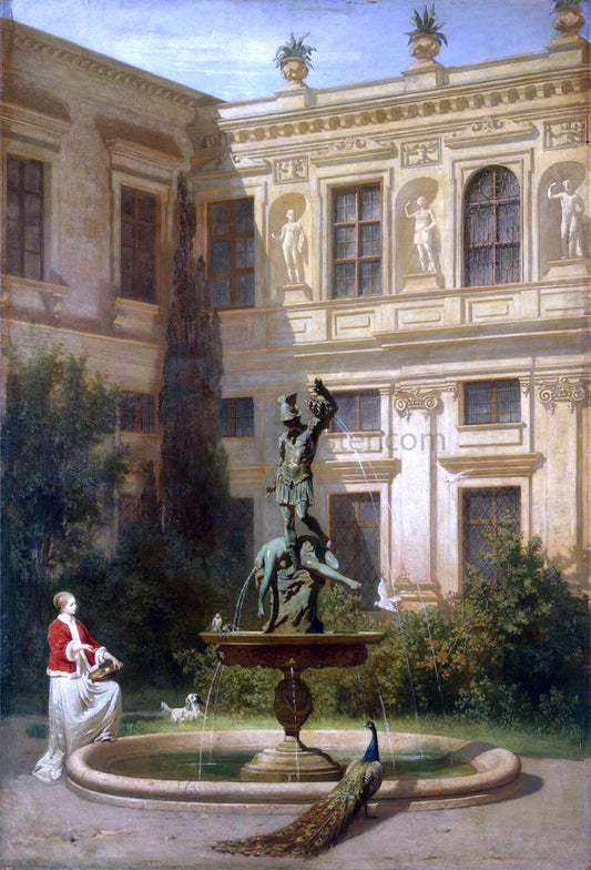  Hans Von Marees Courtyard with the Grotto in the Munich Royal Residence - Canvas Print