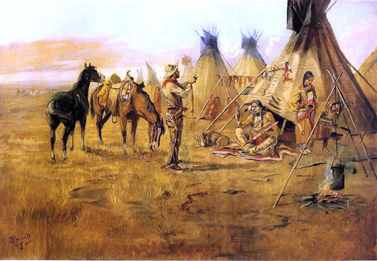  Charles Marion Russell Cowboy Bargaining for an Indian Girl - Canvas Print