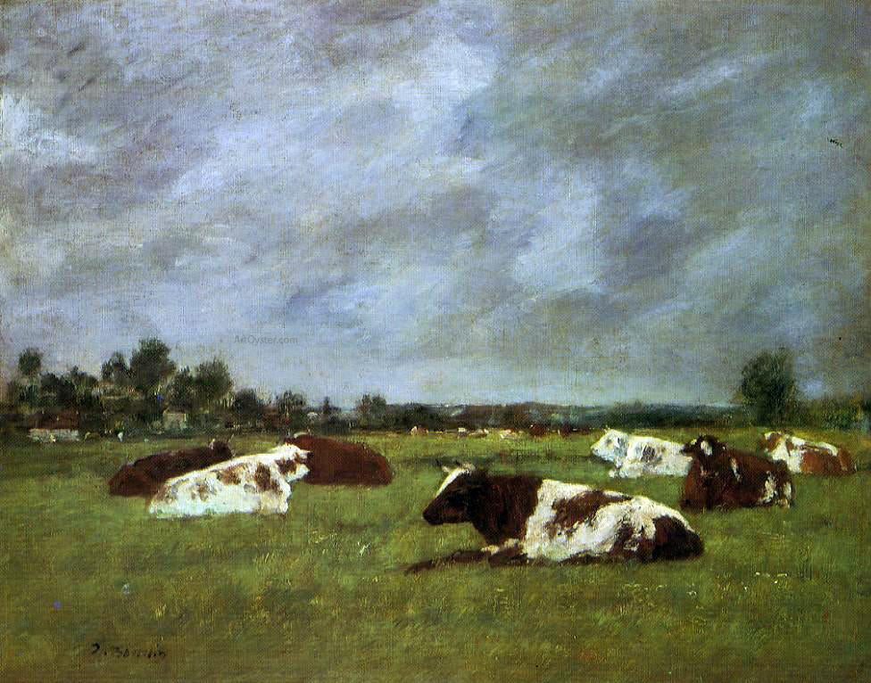  Eugene-Louis Boudin Cows in a Meadow, Morning Effect - Canvas Print