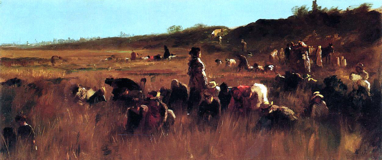  Eastman Johnson Cranberry Pickers, Nantucket - Canvas Print