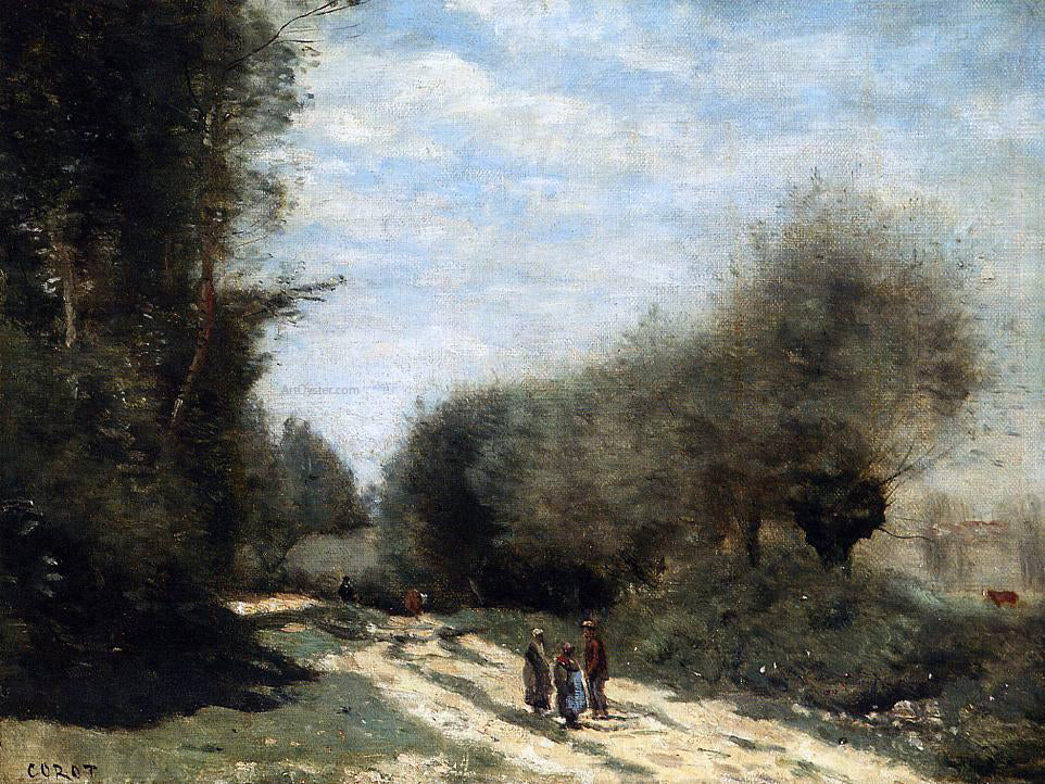  Jean-Baptiste-Camille Corot Crecy-en-Brie - Road in the Country - Canvas Print