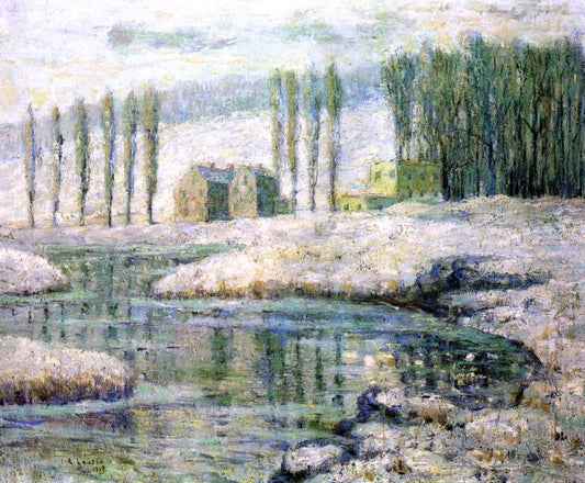  Ernest Lawson Creek in Winter - Canvas Print