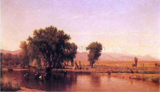  Thomas Worthington Whittredge Crossing the Ford (also known as The Plains at the Base of the Rocky Mountain) - Canvas Print