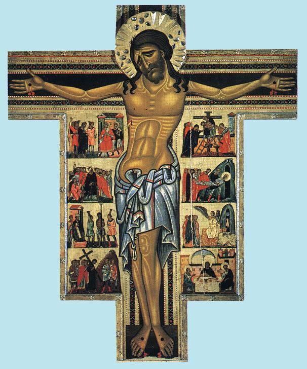  Master Francesco Bardi Crucifix with scenes from Calvary - Canvas Print