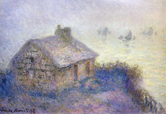  Claude Oscar Monet Customs House at Varengeville in the Fog (also known as Blue Effect) - Canvas Print