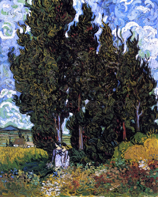  Vincent Van Gogh Cypresses with Two Women - Canvas Print