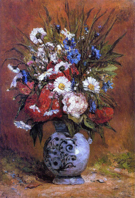  Paul Gauguin Daisies and Peonies in a Blue Vase - Canvas Print