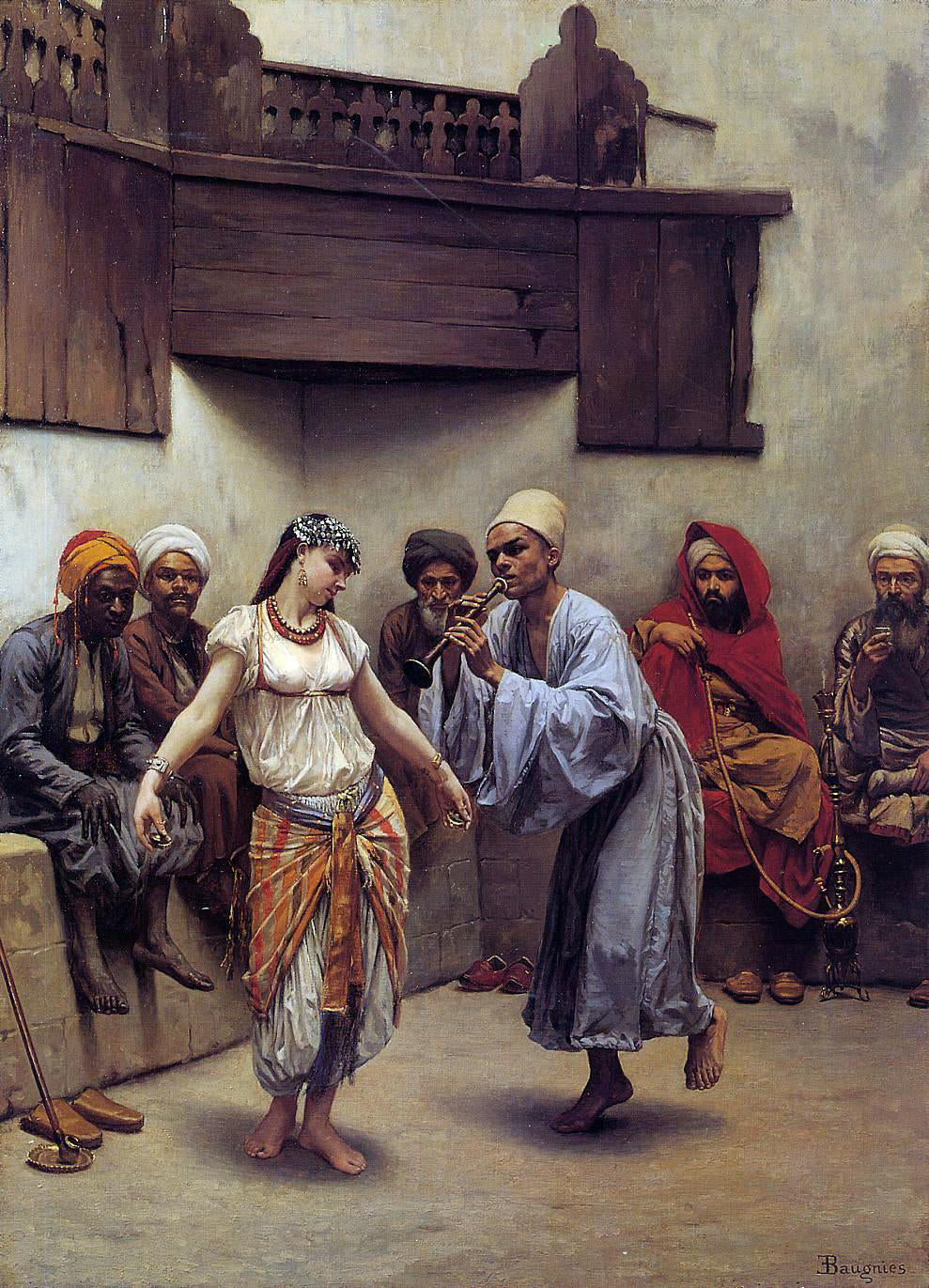  Jacques Baugnies Dancing in a Cafe in Cairo - Canvas Print