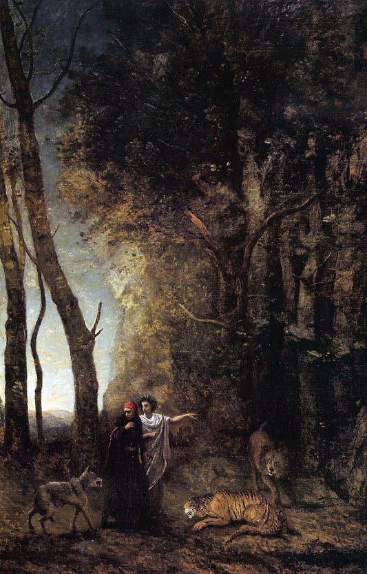  Jean-Baptiste-Camille Corot Dante and Virgil - Canvas Print