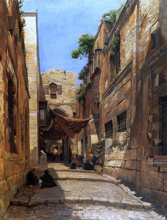  Gustav Bauernfeind David Street in Jerusalem - Canvas Print